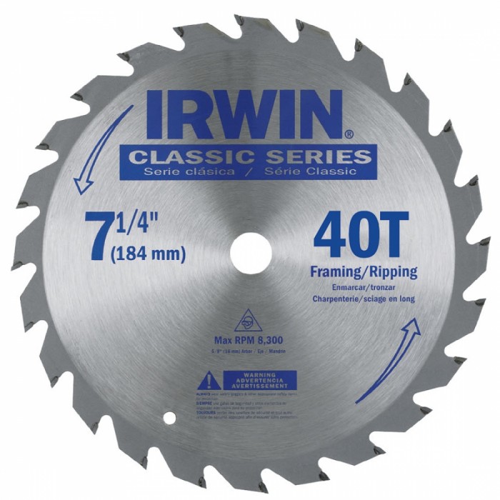 Saw blade 7''1/4 from Irwin 40T (pack of 5)